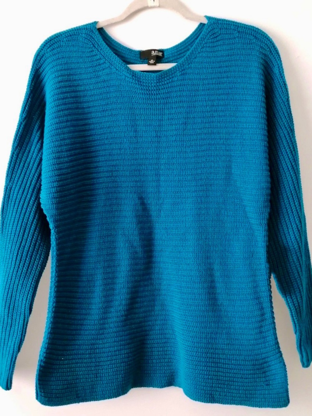 a.n.a women’s Bright Teal Blue Ribbed Crew Sweater Size XL Extra Large